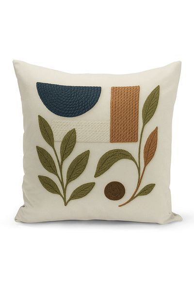 Bertille Home Husă de pernă imprimată digitală pe două părți (aspect de model de broderie Punch/Punch)