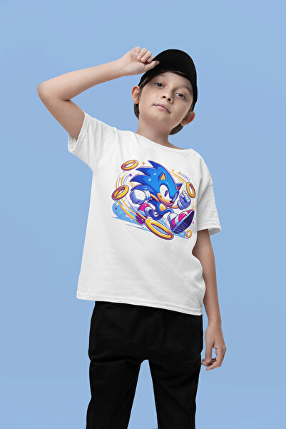 SEVBANO تي شيرت للأطفال مطبوع عليه رسوم متحركة سوبر سونيك للجنسين (1-12 سنة)