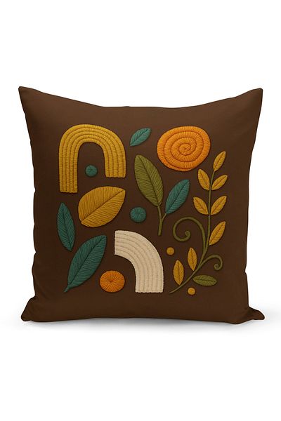 Bertille Home Double Side Digital Printed Throw Pillow Case (Punch/Punch Embroidery Pattern Look)