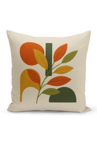 Bertille Home Husă de pernă imprimată digitală pe două părți (aspect de model de broderie Punch/Punch)