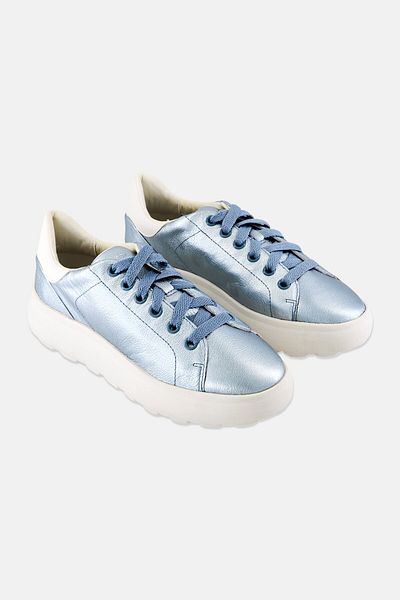 Geox Women Spherica Lace Up Casual Shoes, Light Blue