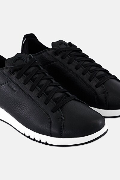 Geox Men Leather Lace Up Shoes, Black