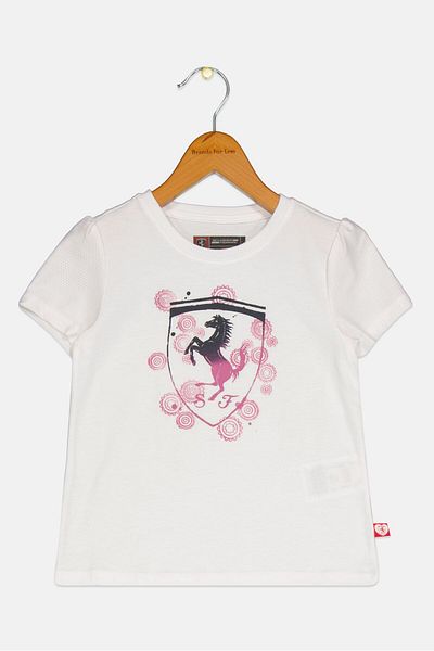 Scuderia Ferrari Toddlers Girl Short Sleeve Graphic Print Top, White
