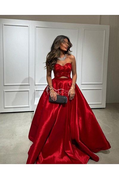 ALANOOD FASHION Angel Red Shantung Dress: A Modern Classic Evening Design
