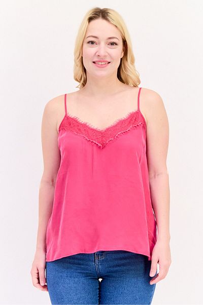 Salsa Women V-Neck Sleeveless Solid Top, Pink