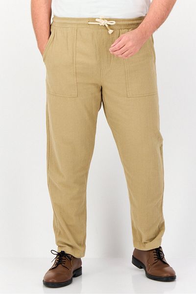 CELIO Men Regular Fit Textured Straight Leg Pants, Beige