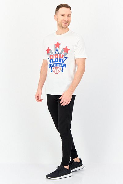 Reebok Men Sportswear Fit Short Sleeve Basket Ball T-Shirt, White