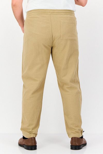 CELIO Men Regular Fit Textured Straight Leg Pants, Beige