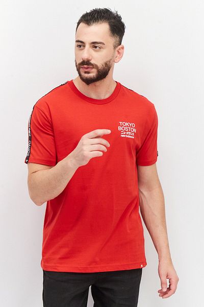 New Balance Men Sportswear Fit Short Sleeve Printed Outdoor T-shirt, Red