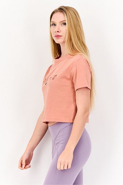 Reebok Women Sportswear Fit Short Sleeve Outdoor Crop Top, Old Rose