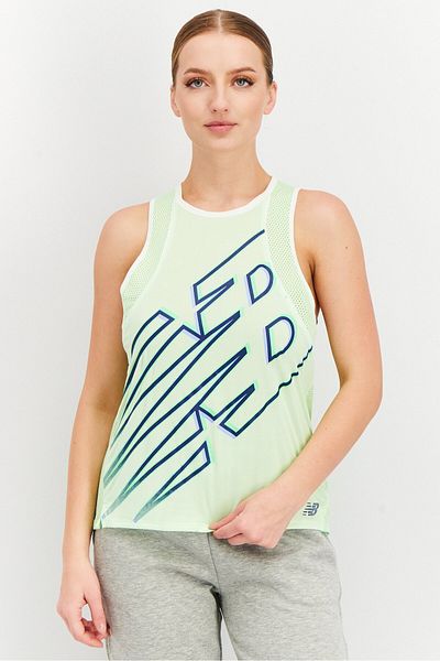 New Balance Women Relaxed Fit Sleeveless Training Top, Green Combo