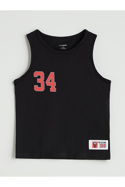 LC Waikiki LCW Kids Tricou negru cu decolteu rotund imprimat pentru băiat S5MJ96Z1NVY25