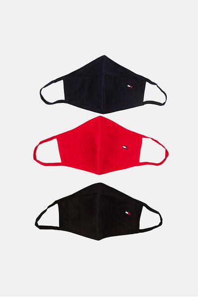Tommy Hilfiger Men 3 Pieces Embroidered Logo Face Mask, Multicolor