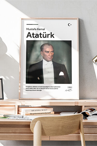 Sürpriz Vakti Mustafa Kemal Atatürk Poster Tasarımı | Minimalist Portre ve Anlamlı Sözle Hazırlanmış Özel Tasarım