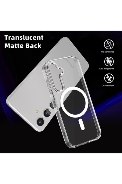 Fibaks Samsung Galaxy A16 Kılıf Magsafe Wireless Kablosuz Şarj Destekli Sert Şeffaf Darbe Emici Kapak