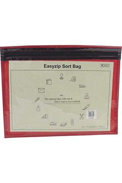 Roco حقيبة EasyZip بسحاب A4 - جيب واحد، أحمر