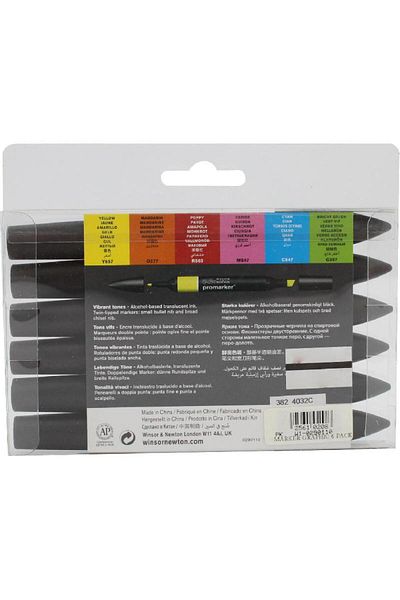 Winsor Newton ProMarker Vibrant Tones (6 Colors) Graphic Art Marker