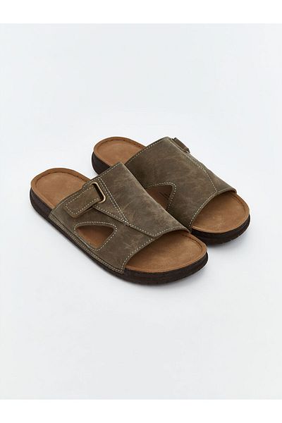 LC Waikiki Lcw Steps Brown Cross Strap Velcro Men's Slippers
