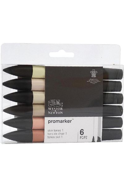 Winsor Newton ProMarker Skin Tones 1 (6 Colors) Graphic Art Marker