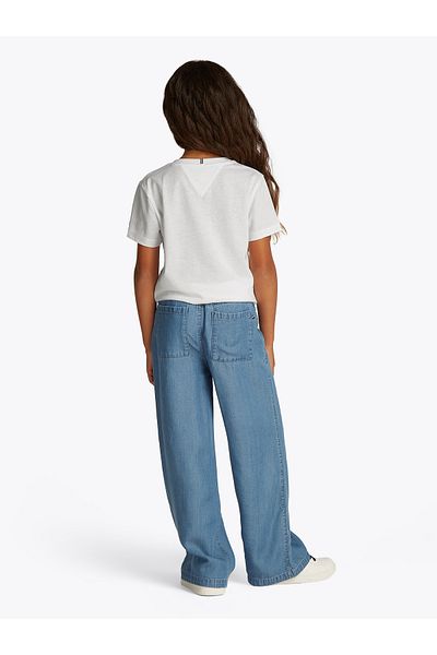 Tommy Hilfiger Tommy Hilfiger Girls White Glitter Logo Crew Neck T-Shirt