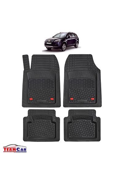 TEAMCAR ® Car Mats Tray Type Compatible Chevrolet Captiva 2 (2013–2016) Black Durable Material