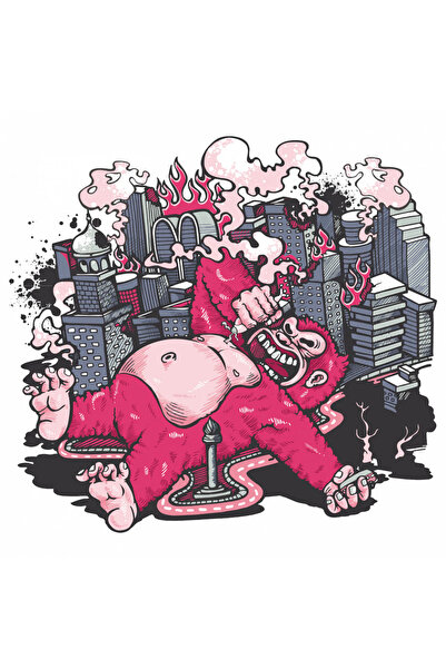 INOVATIX Set de 8 piese, autocolant Gorila distruge orașul, INOVATIX®. 6 cm