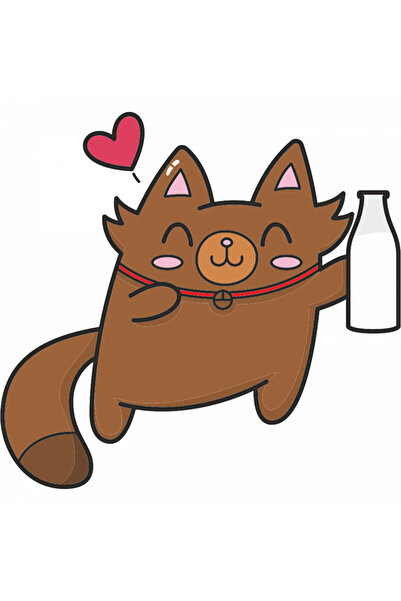 INOVATIX Set de 8 piese, autocolant pisică iubitoare de lapte, INOVATIX®. 6 cm