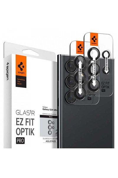 Spigen Camera Film for Samsung Galaxy S24 Ultra (set of 2) - Spigen Glas.tR Optik EZ Fit Pro - Black