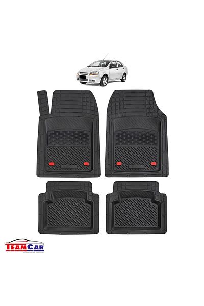 TEAMCAR Covorașe auto tip tavă compatibile cu Chevrolet Aveo T200 (2002–2007), negre, material durabil