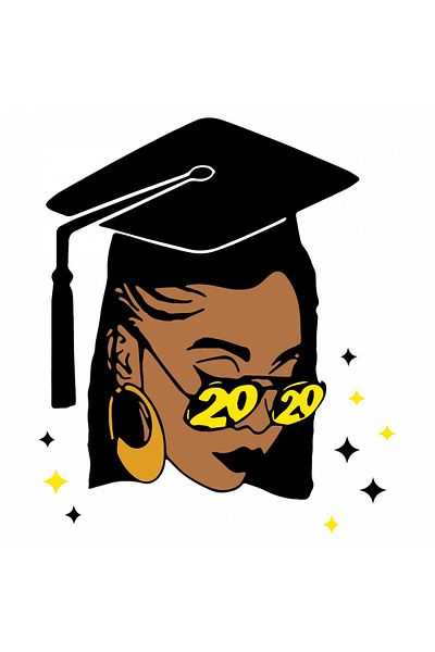 INOVATIX Set of 8 pieces, Sticker Afro woman graduating in 2020, INOVATIX®. 6 cm