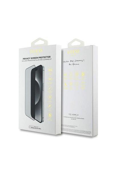 Guess Folie for iPhone 16 Pro - Guess Privacy 2.5D Outline (GUTGP16LBOKGCIP) - Black