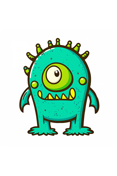 INOVATIX Set de 8 piese, autocolant monstru verde cu ochi, INOVATIX®. 6 cm