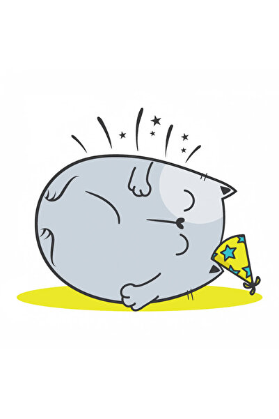 INOVATIX Set de 8 piese, autocolant pisică epuizată după petrecere, INOVATIX®...