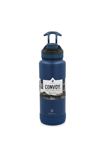 manna Convoy Stainless Steel Easy Carry Handle Water Bottle Blue and Black