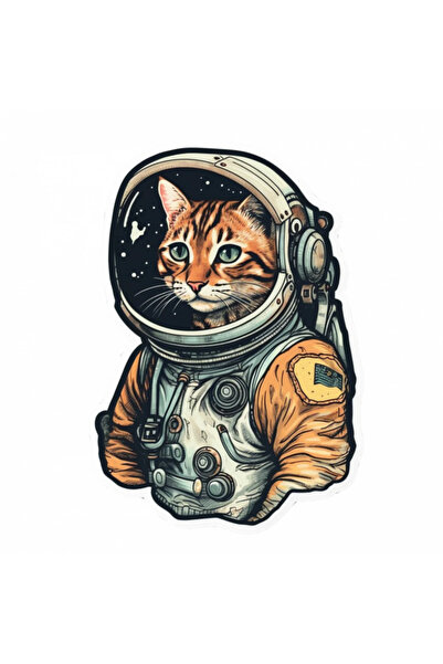 INOVATIX Set de 8 piese, autocolant Pisică îmbrăcată în astronaut, INOVATIX®....