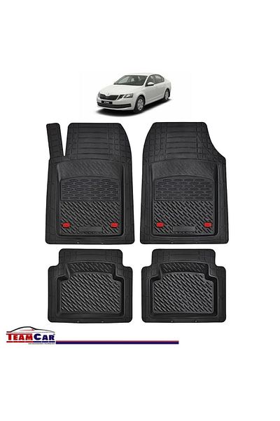 TEAMCAR Covorașe auto tip tavă compatibile cu Skoda Octavia III (2013–2020), negre, material durabil