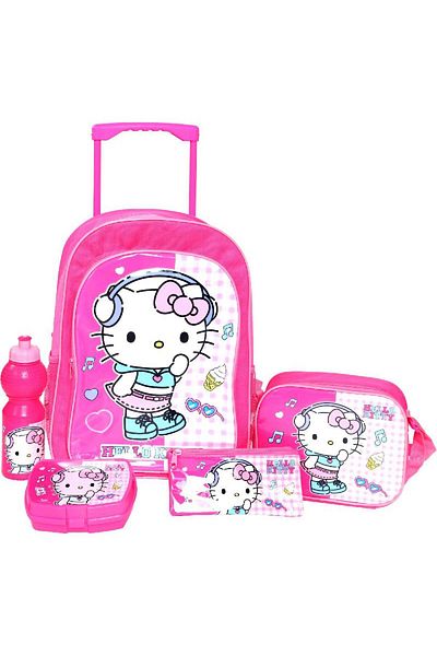 SANRIO مجموعة حقيبة تسوق هالو كيتي 5 في 1 مع ملحقات باللون الوردي