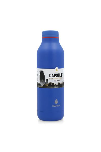 manna Stainless Steel Capsule Powder Wave Water Bottle Blue 502ml