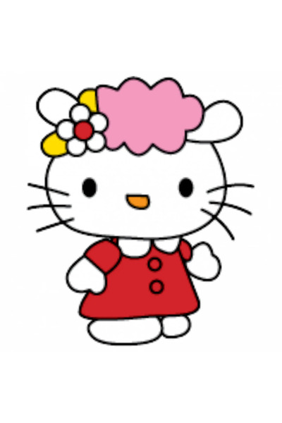 INOVATIX Set de 8 piese, autocolant Hello Kitty cu flori în păr, INOVATIX®. 6 cm