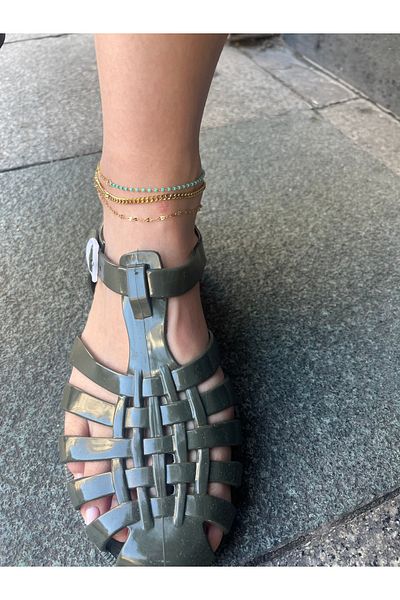 Hoop jewelery Steel Three Chain Anklet