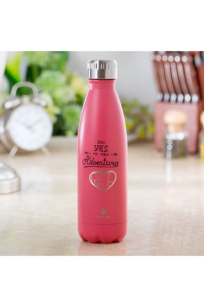 manna Adventure Double-Walled Insulated Stainless Steel Water Bottle Pink 500ml
