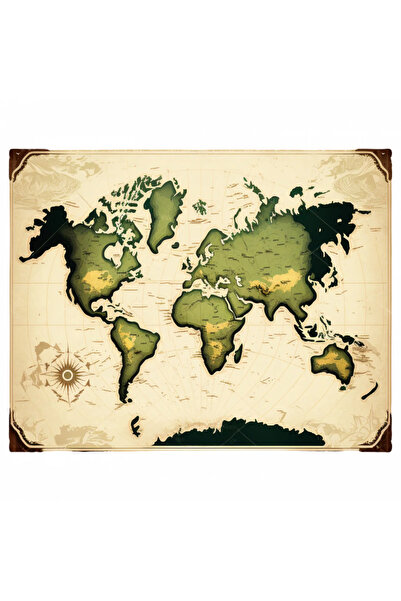 INOVATIX Set de 8 piese, autocolant Hartă fizică a lumii retro, INOVATIX®. 6 cm