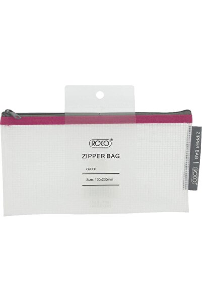 Roco حقيبة مستندات - فتحة تحميل علوية، شفافة مع لمسة وردية