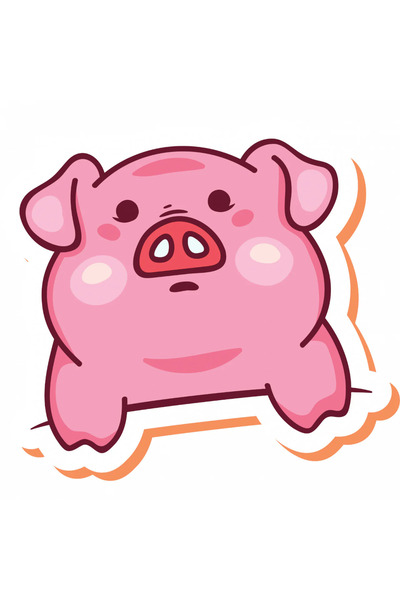 INOVATIX Set de 8 piese, autocolant porc roz, INOVATIX®. 6 cm