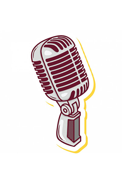 INOVATIX Set de 8 bucăți, autocolant retro pentru microfon, INOVATIX®. 6 cm