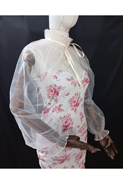 es moda shop Amy abiye tül şal boyunluk bej