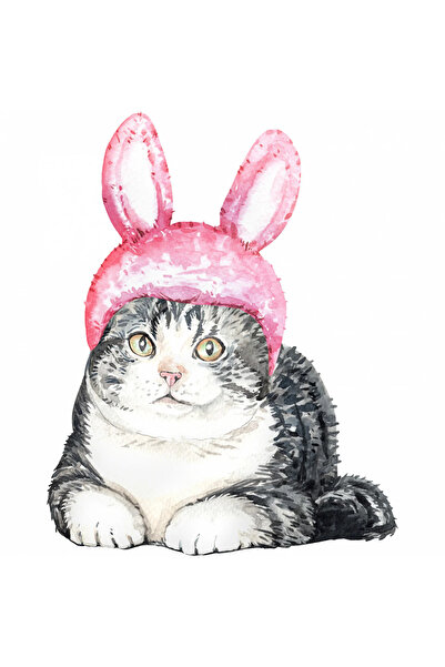 INOVATIX Set de 8 piese, autocolant Pisică cu urechi de iepure așezată pe podea, INOVATIX®. 6 cm