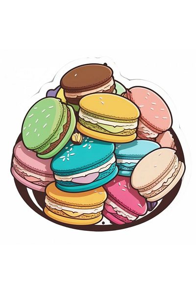 INOVATIX Set of 8 pieces, Sticker Plate with multicolored macarons, INOVATIX®. 6 cm