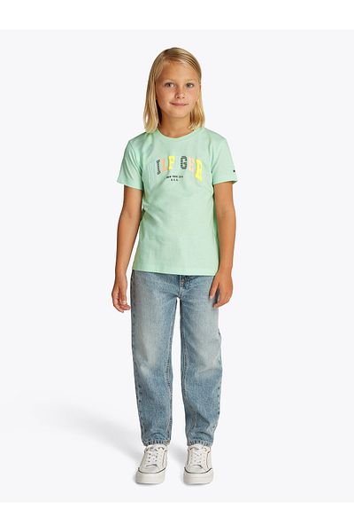 Tommy Hilfiger Tommy Hilfiger Girls Dew Green Varsity Crew Neck T-Shirt