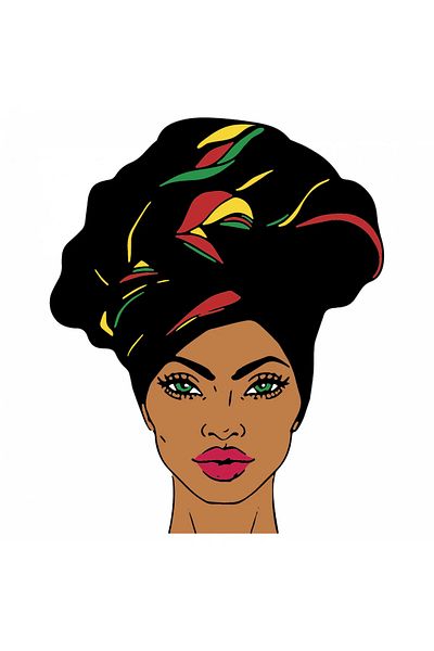 INOVATIX Set de 8 piese, autocolant femeie afro cu turban colorat, INOVATIX®. 6 cm